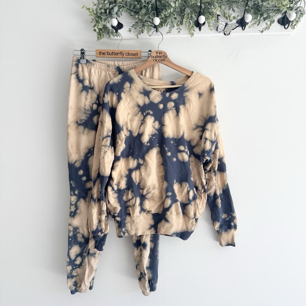 Anthropologie La Causa Tie Dye Jogger Sweatshirt Set XS KS Oversized